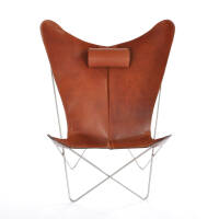 KS Chair stainless steel / leather / cognac