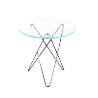 O Table tall / mini / rostfritt stål / klarglas