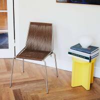 Noel stol / rostfritt stål / brun flätning